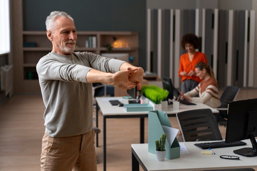 Professional practicing office-friendly exercises